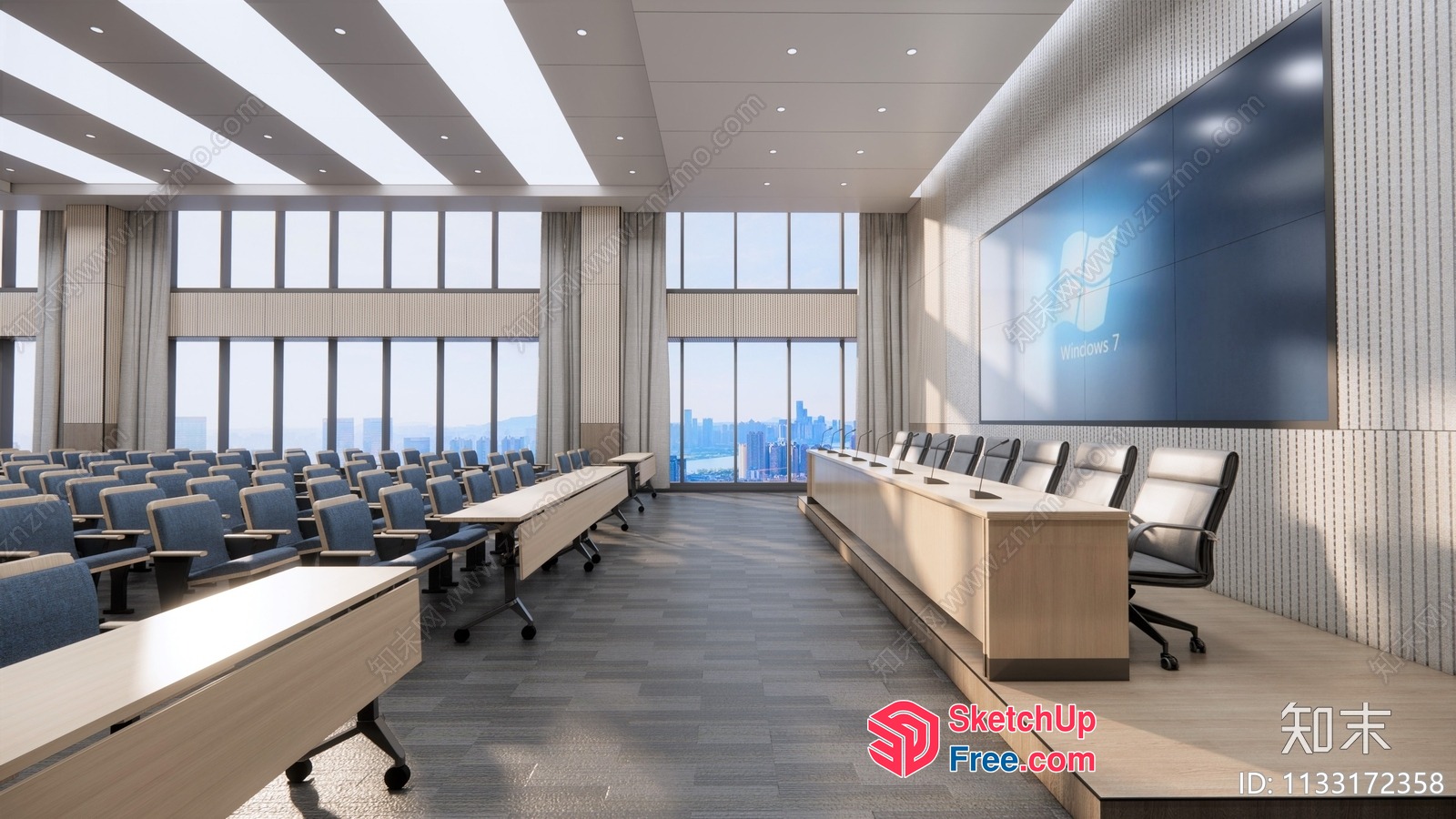 Modern Conference Room With Floor-To-Ceiling Windows 3D SketchUp File