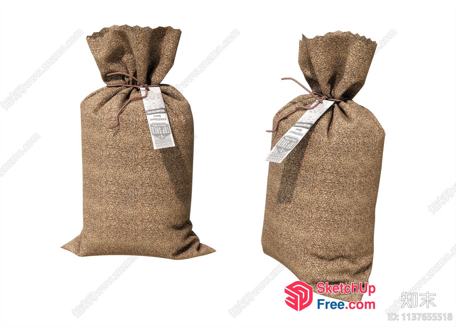 Two Large Brown Bags With Tags 3D SketchUp File