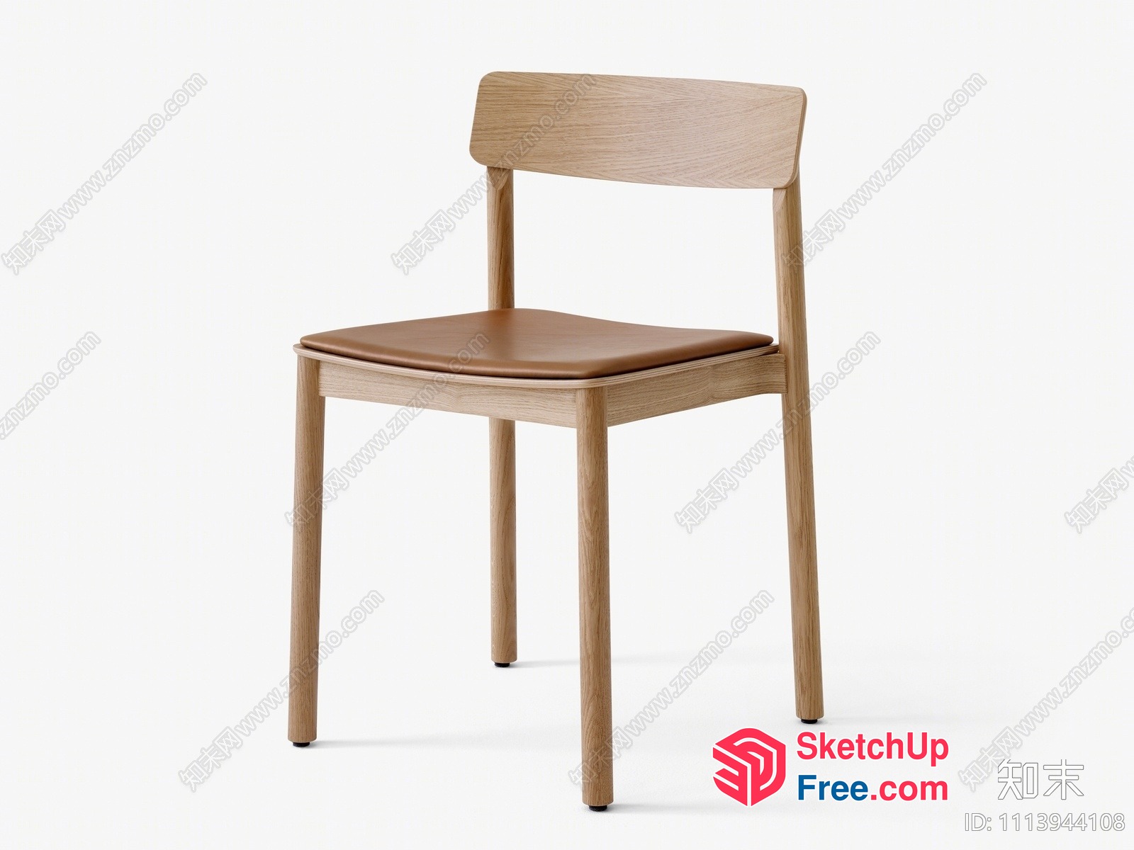 Simple Yet Elegant Wooden Chair With Leather Seat 3D SketchUp File