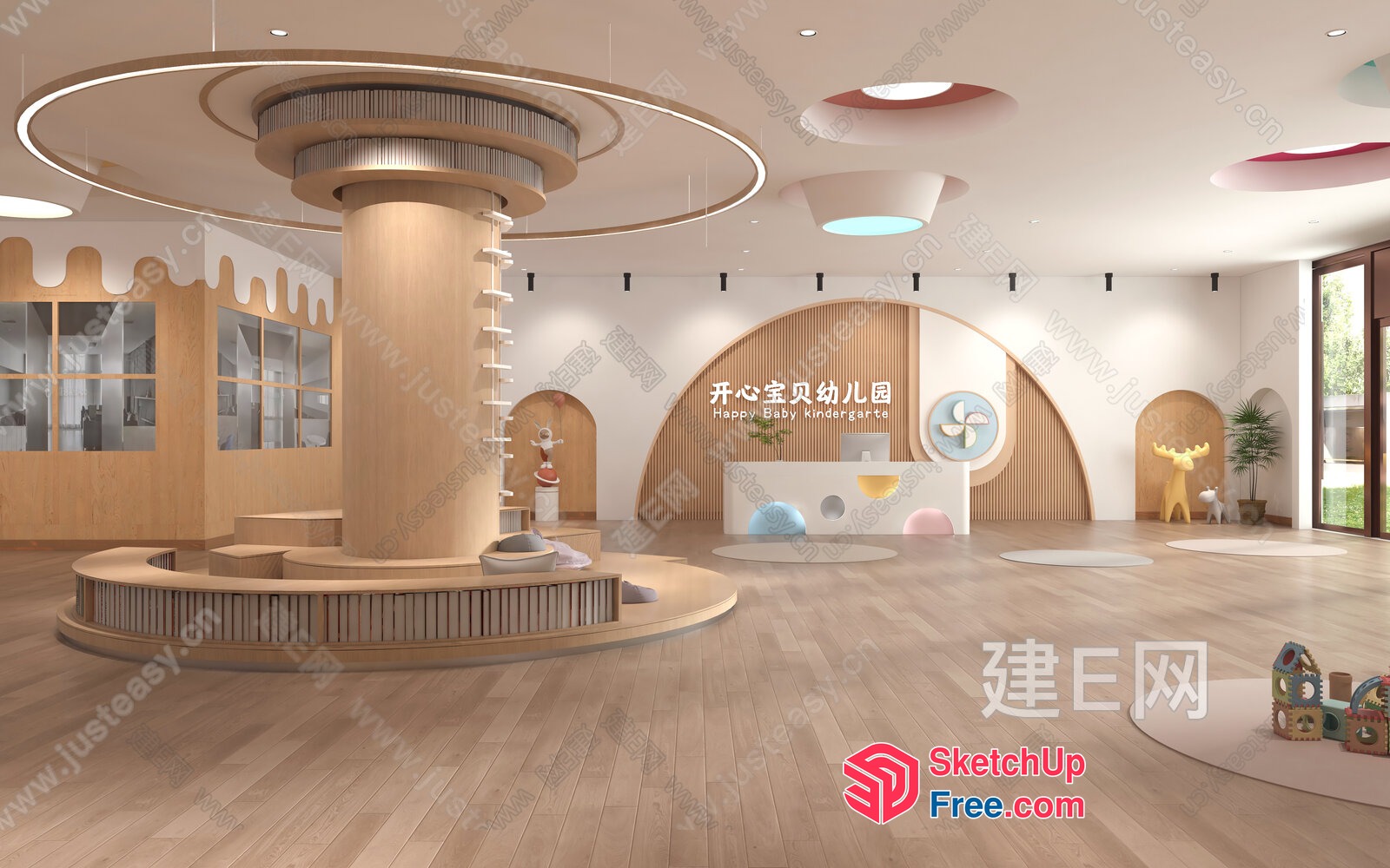 Modern And Playful Kindergarten Interior Design 3D SketchUp File