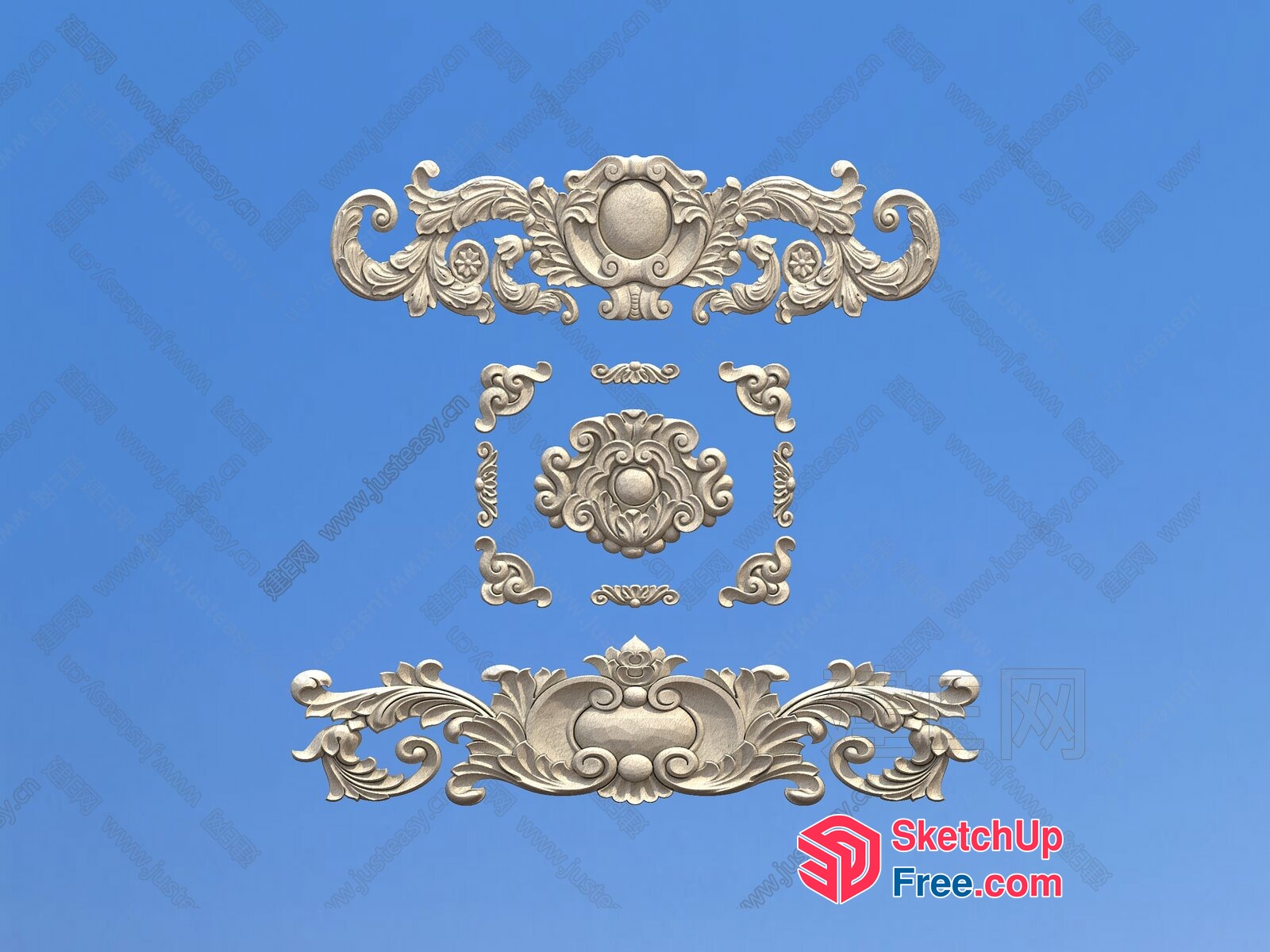 Ornate Carved Ceiling Detail 3D SketchUp File