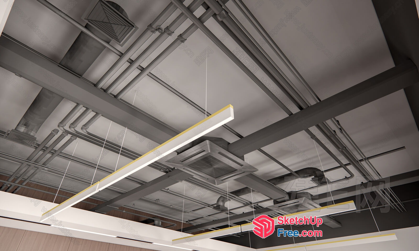 Modern Industrial-Style Ceiling Lighting Fixtures 3D SketchUp File