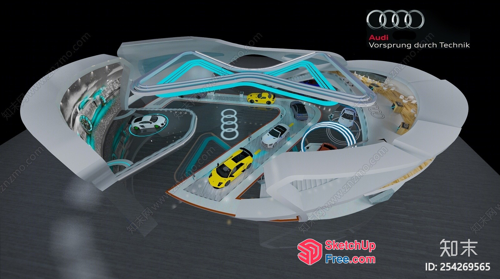 Futuristic Auto Showroom Interior 3D SketchUp File