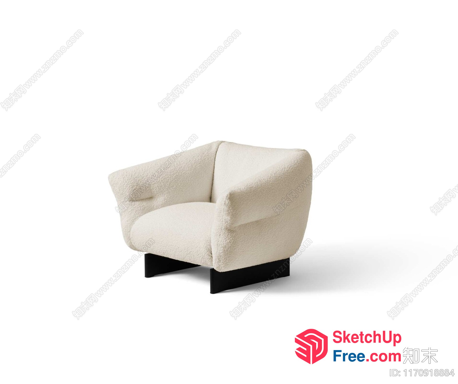 Minimalist Creamy Style Corner Chair 3D SketchUp File