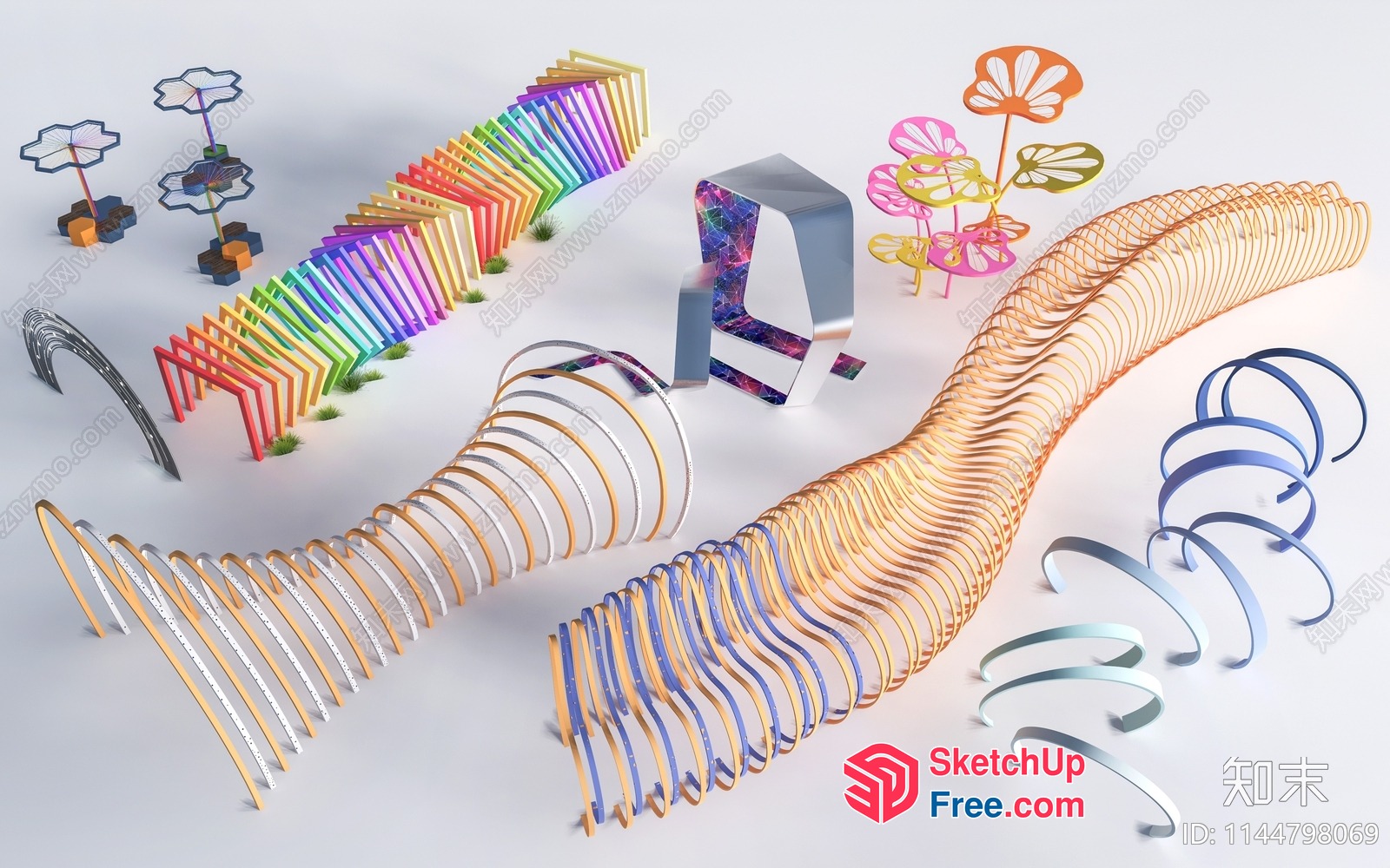 Colorful 3D Decorative Elements 3D SketchUp File