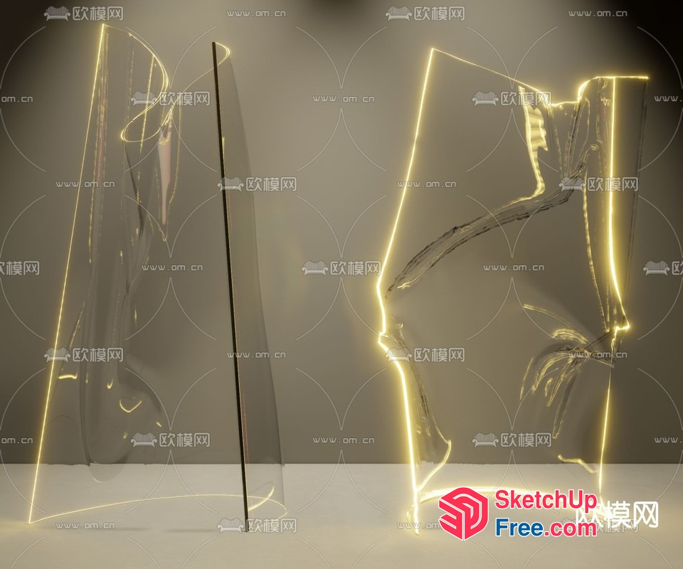 Modern Glass And Neon Light Decor 3D SketchUp File