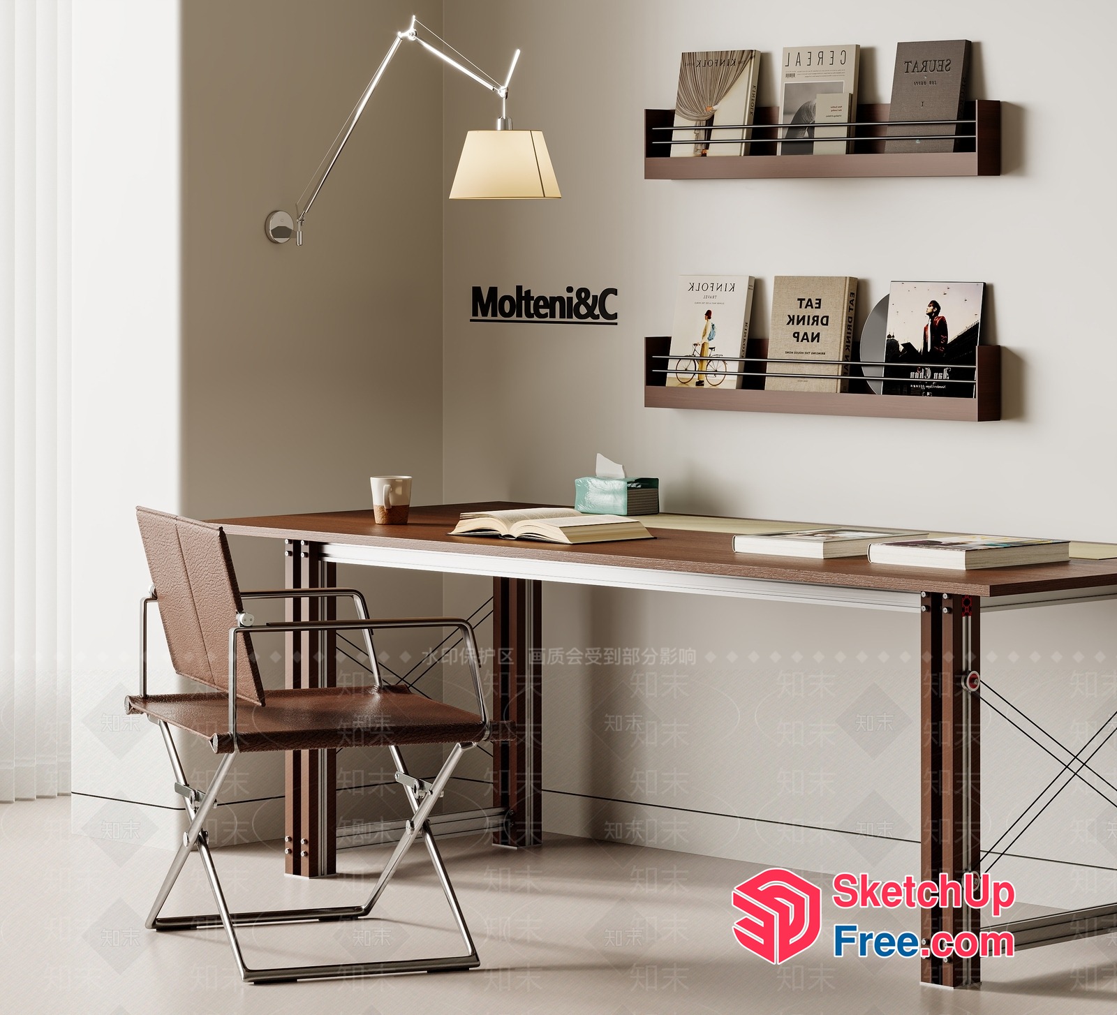 Modern Office Desk And Chair Set 3D SketchUp File