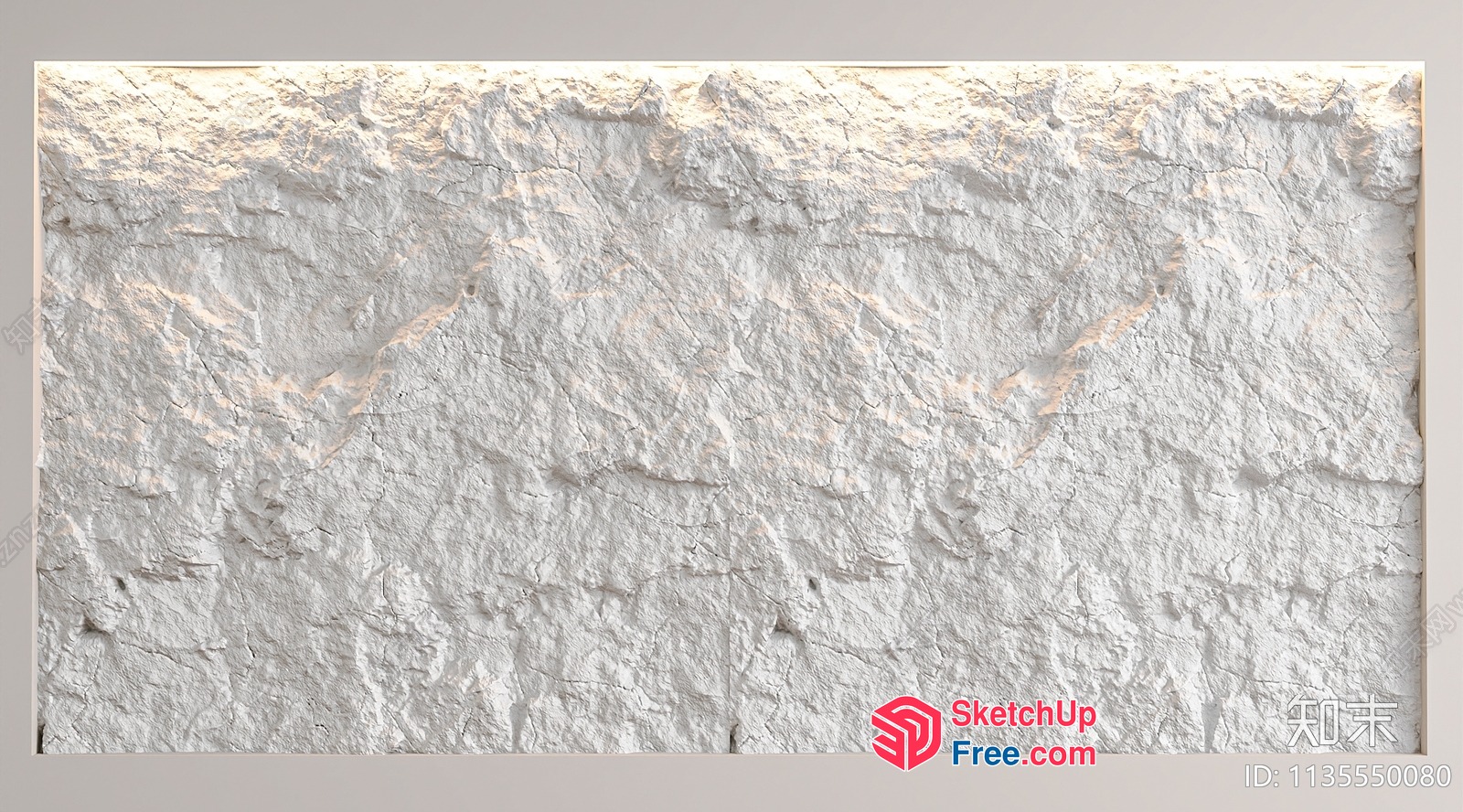 White Stone Wall Interior 3D SketchUp File