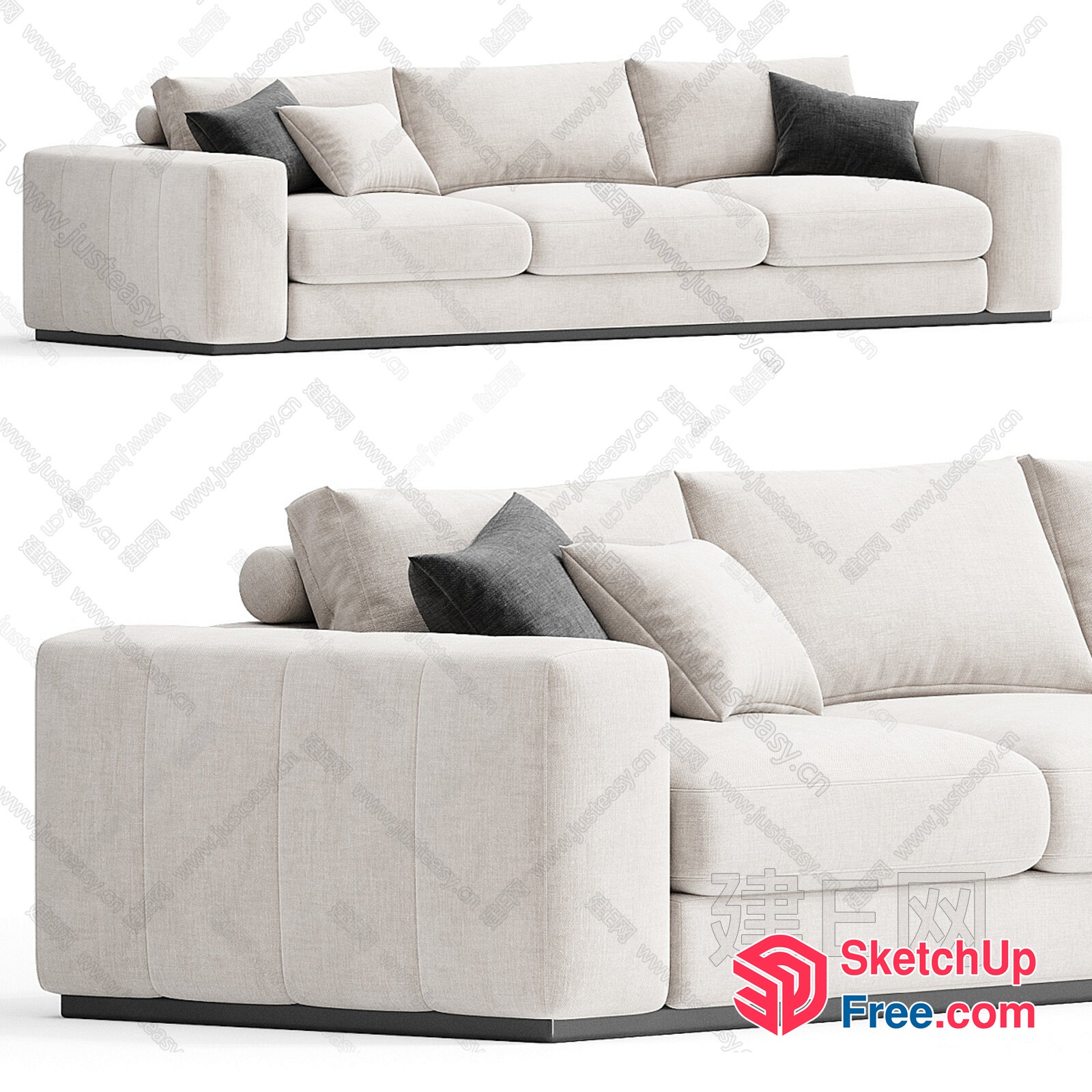 Modern Creamy Style Sofa Set 3D SketchUp File