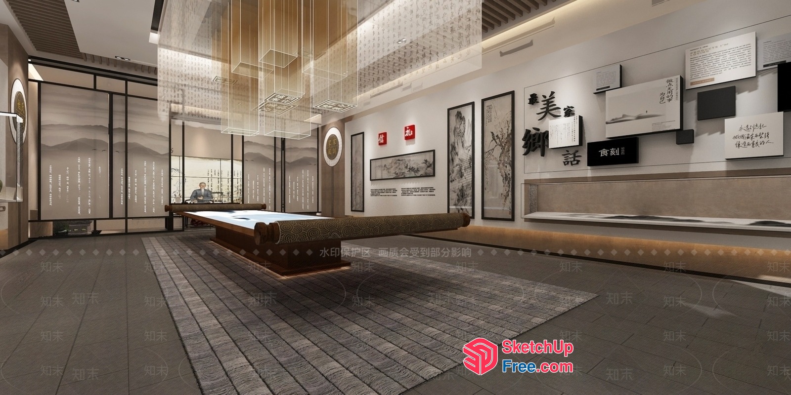 Modern Asian-Inspired Interior Design With Elegant Lighting 3D SketchUp File