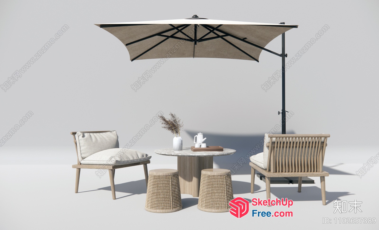 Outdoor Patio Furniture And Umbrella 3D SketchUp File