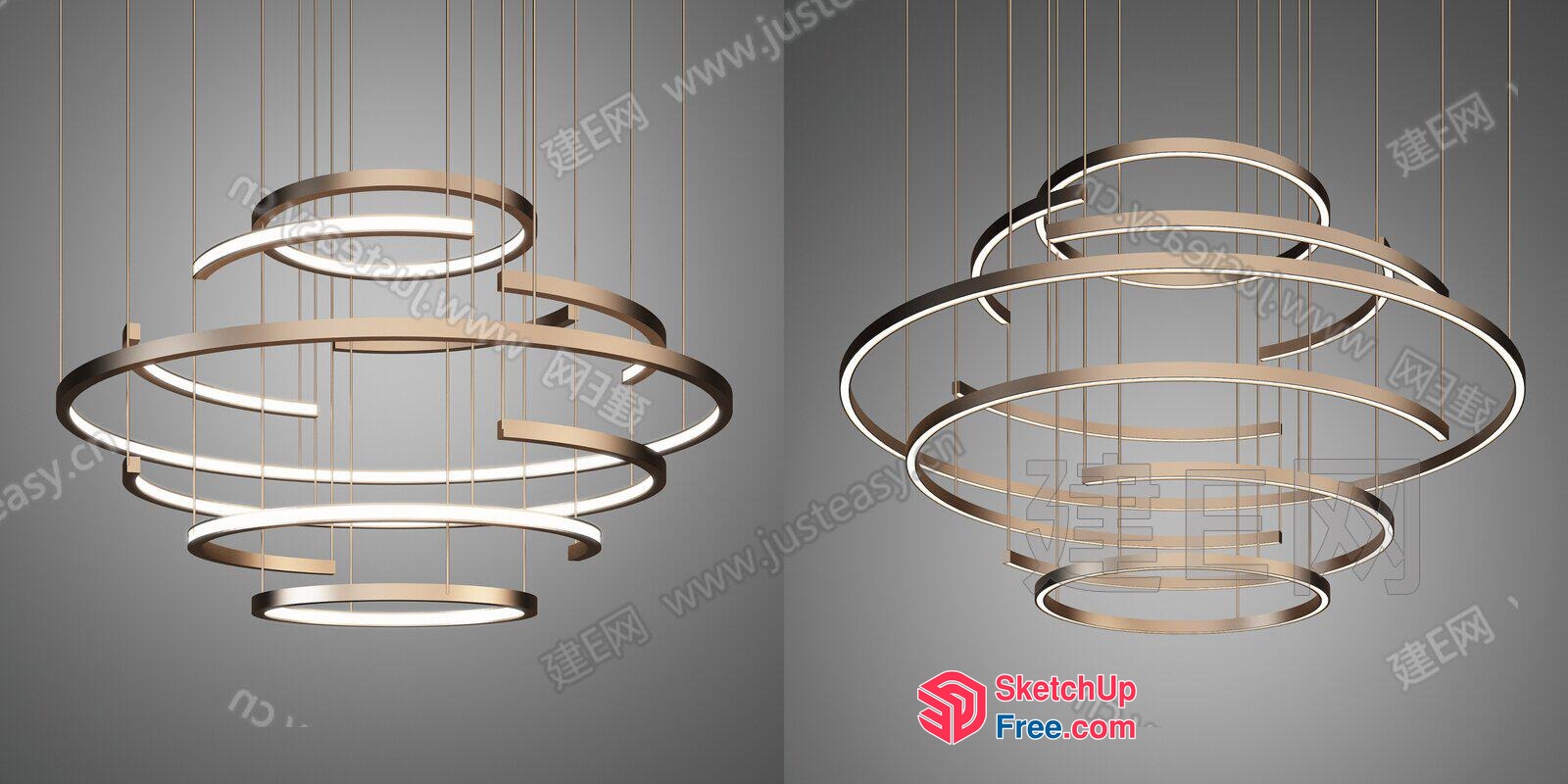 Modern Suspended Light Fixtures With Sleek Metal Accents 3D SketchUp File