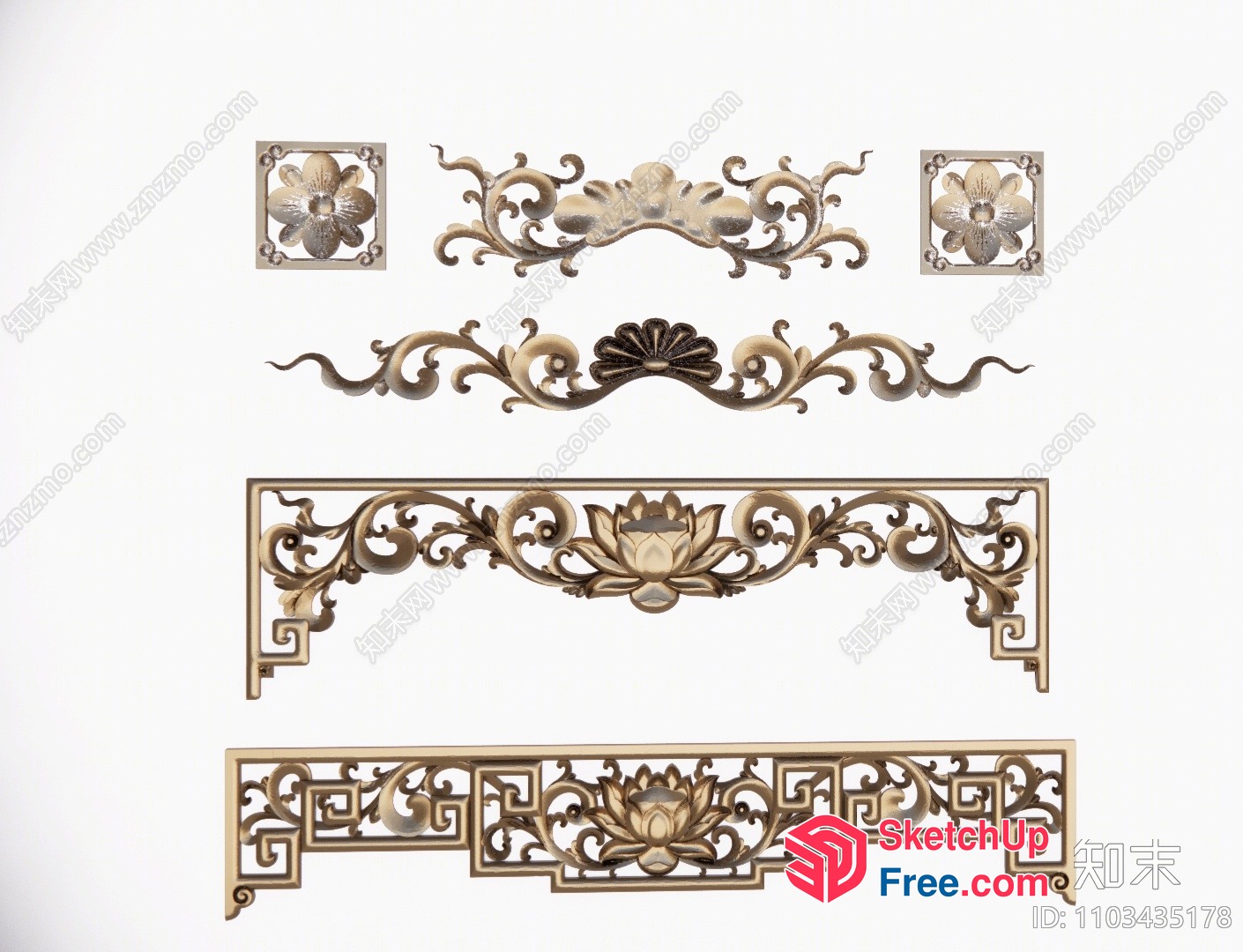 Ornate Floral Decorative Elements 3D SketchUp File