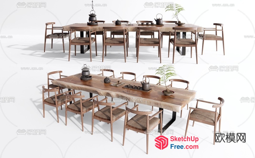 Modern Japanese-Inspired Dining Room Set 3D SketchUp File
