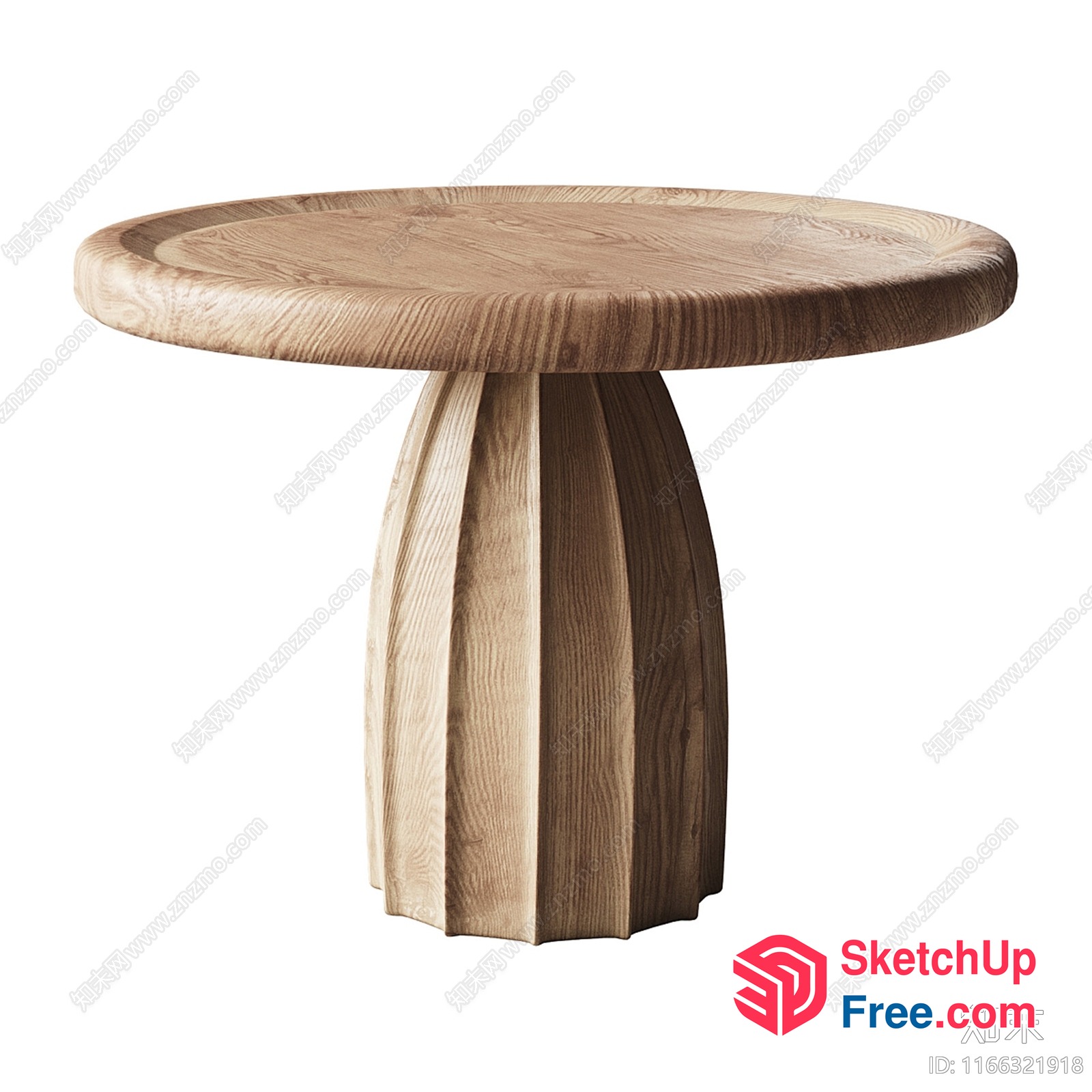 Elegant Wooden Mushroom Table 3D SketchUp File
