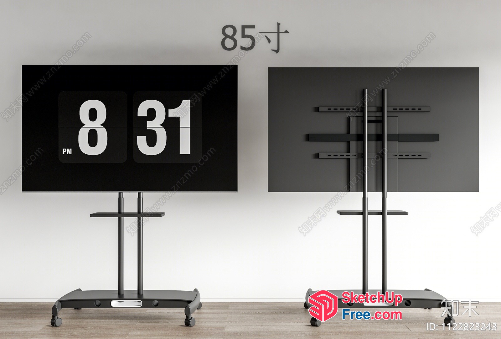 Digital Display Clock And Tv Unit 3D SketchUp File