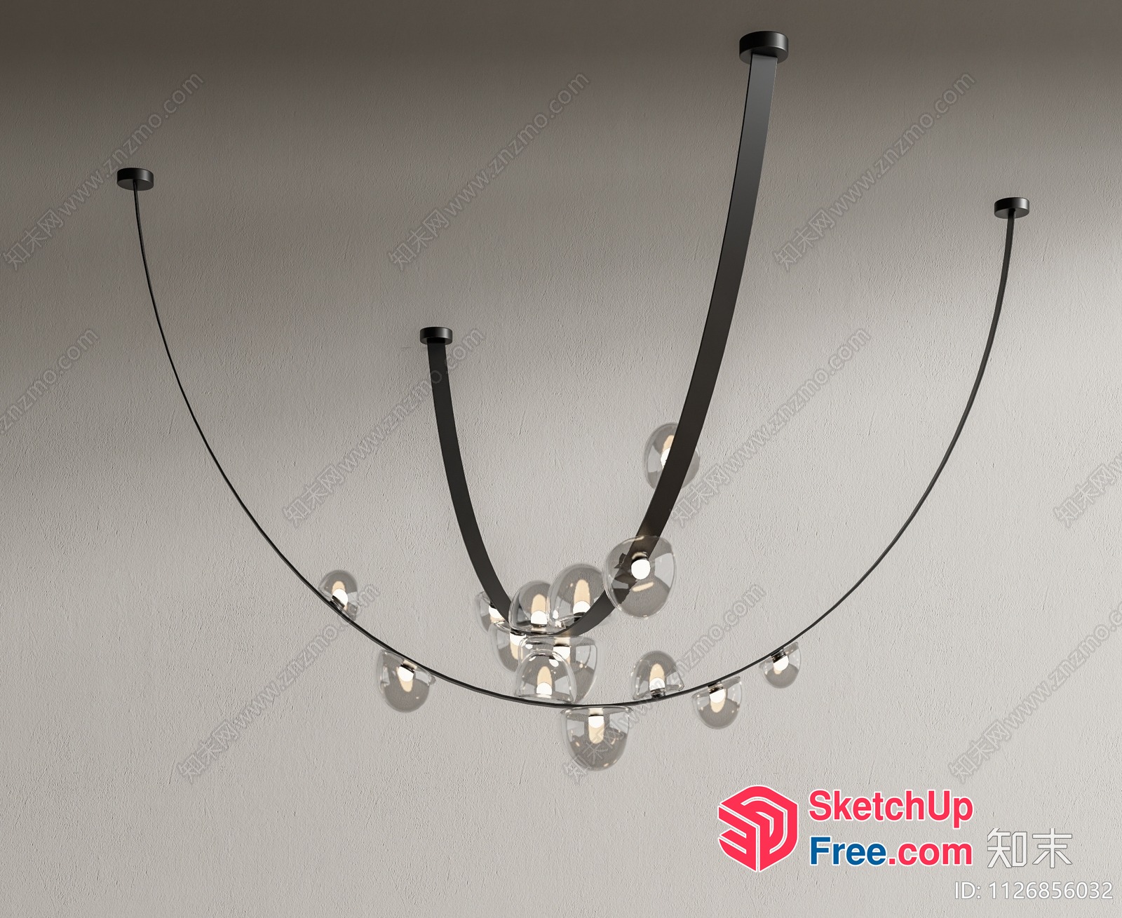 Elegant Chandelier With Crystal Accents And Curved Arms 3D SketchUp File