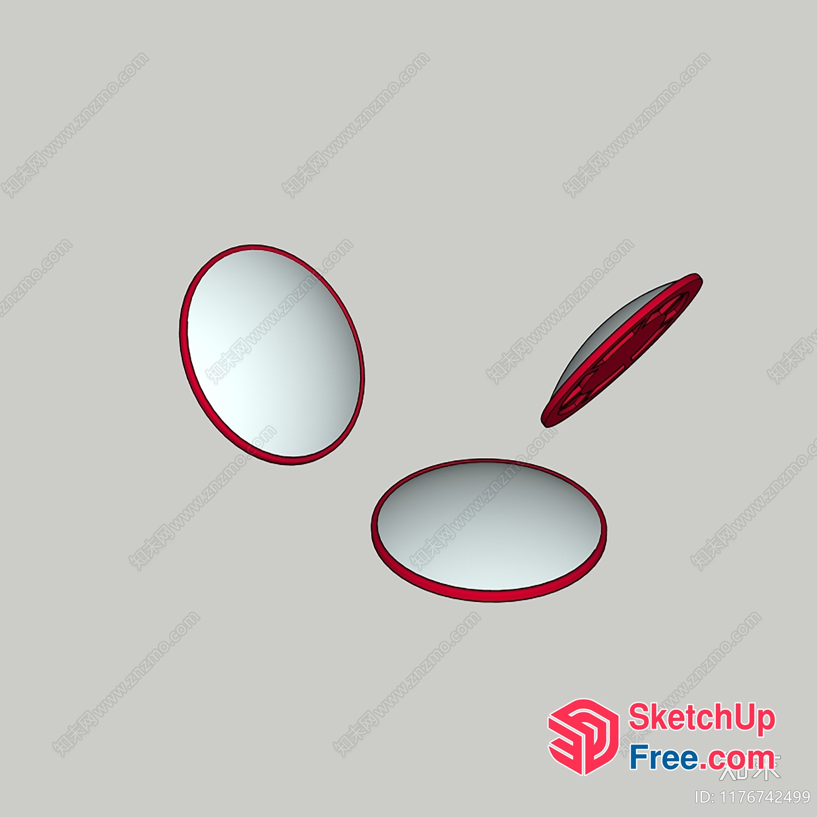 Red And White Ellipses On A Beige Background 3D SketchUp File