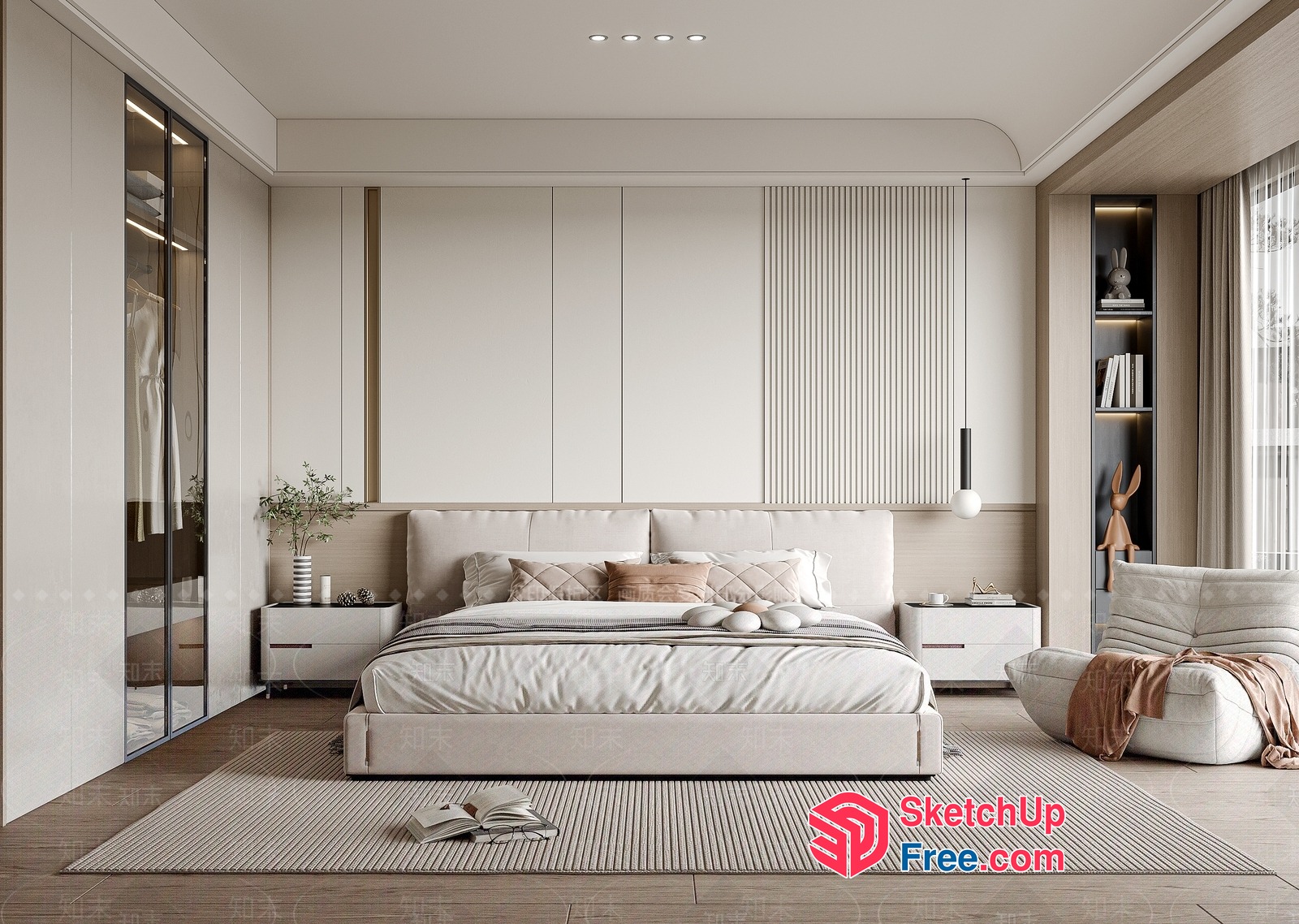 Modern Minimalist Bedroom Interior Design 3D SketchUp File