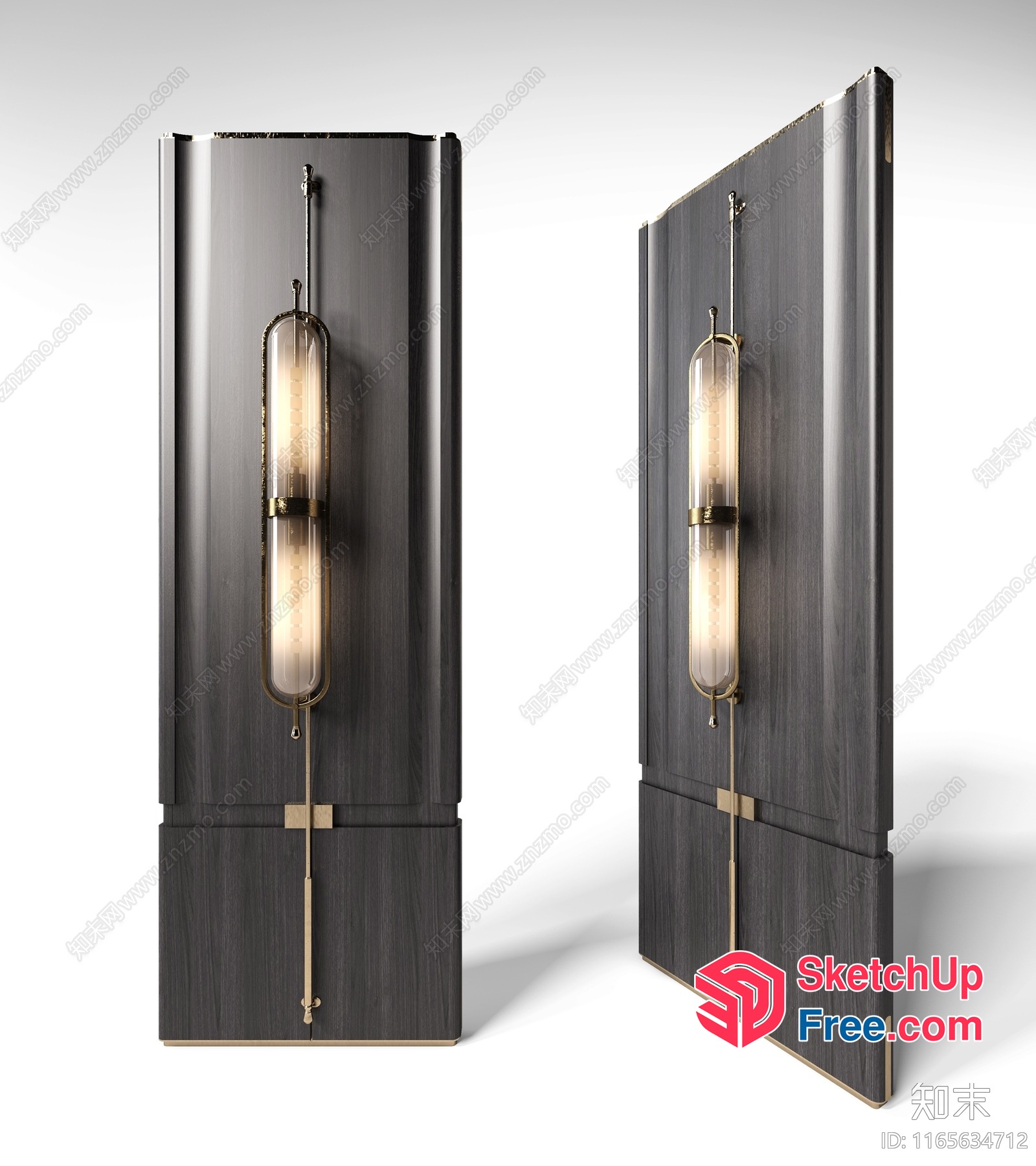 Elegant Dark Grey And Gold Wall Sconces 3D SketchUp File