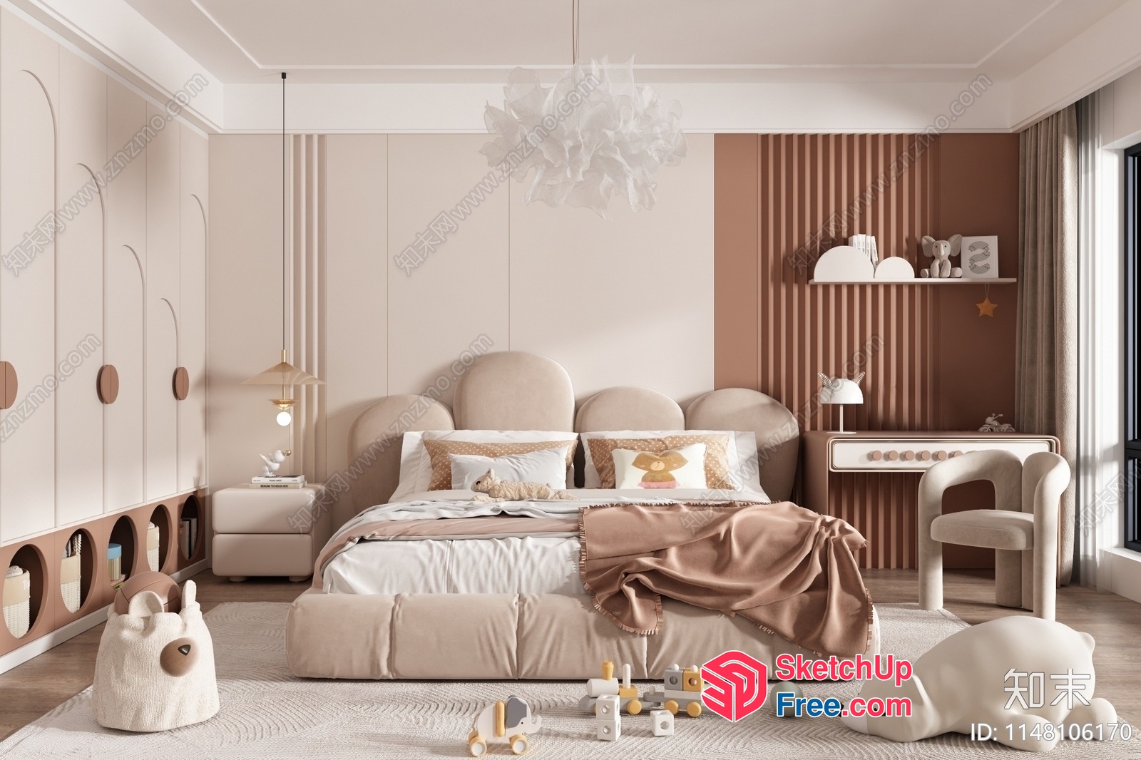 Elegant And Sophisticated Creamy Style Bedroom 3D SketchUp File