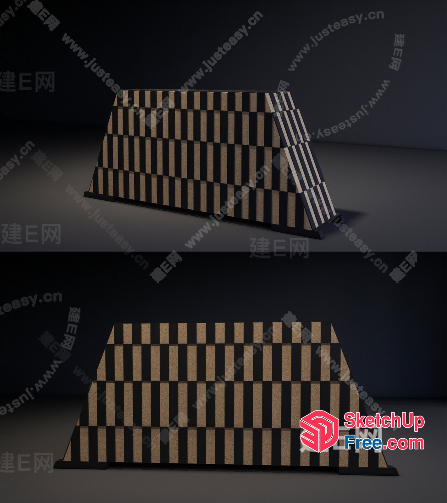 Black And Brown Checkered Patterned Wall 3D SketchUp File