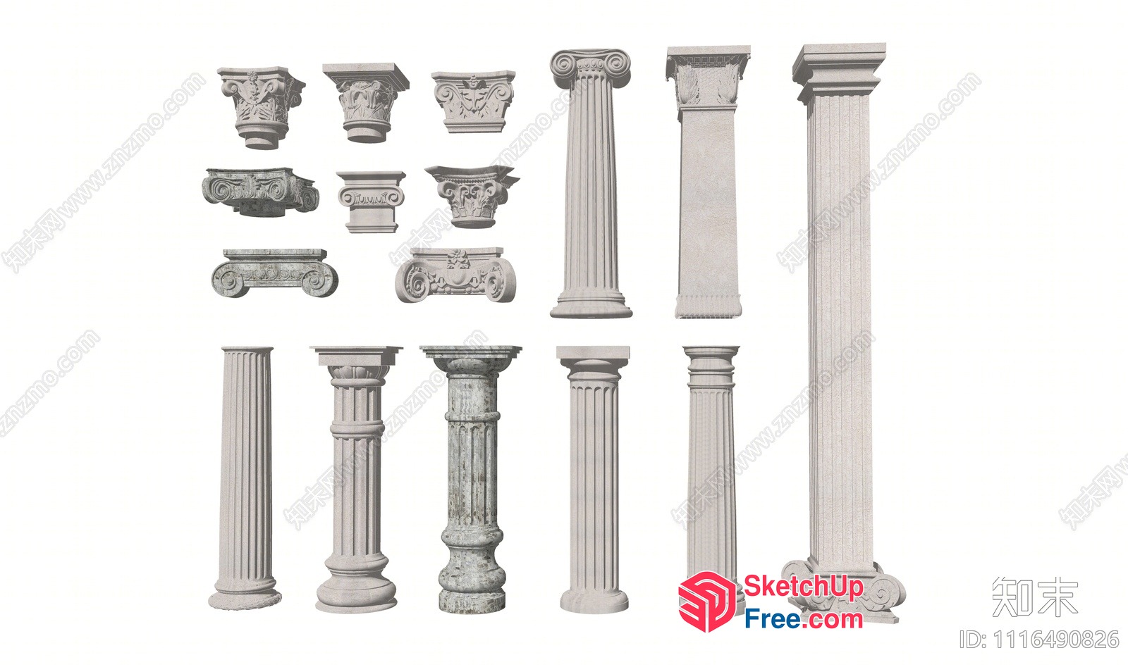 Ornate Pillars And Decorative Capitals 3D SketchUp File