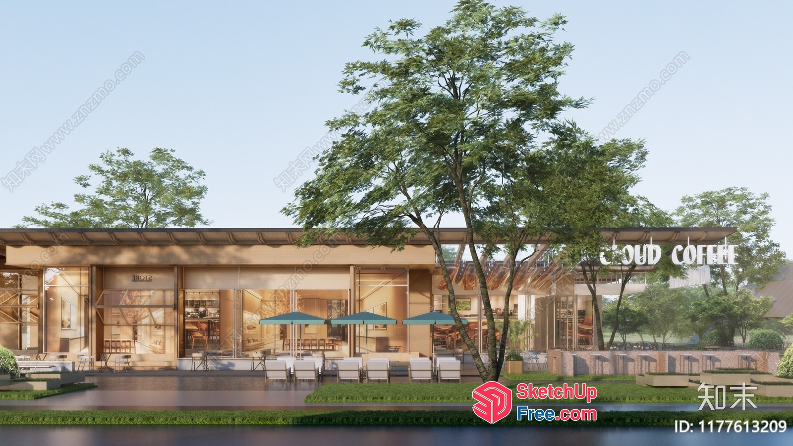 Modern Exterior Commercial Street Cladding 3D SketchUp File