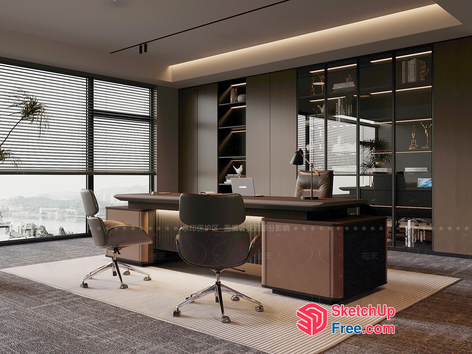 Modern Office Space With A View 3D SketchUp File