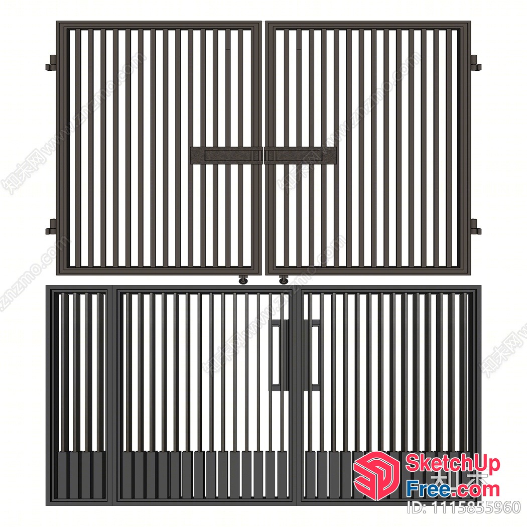 Japanese Style Black Metal Gate 3D SketchUp File