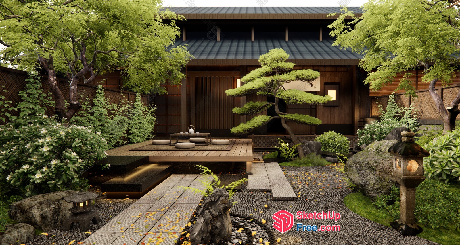 Tranquil Japanese Garden Oasis 3D SketchUp File