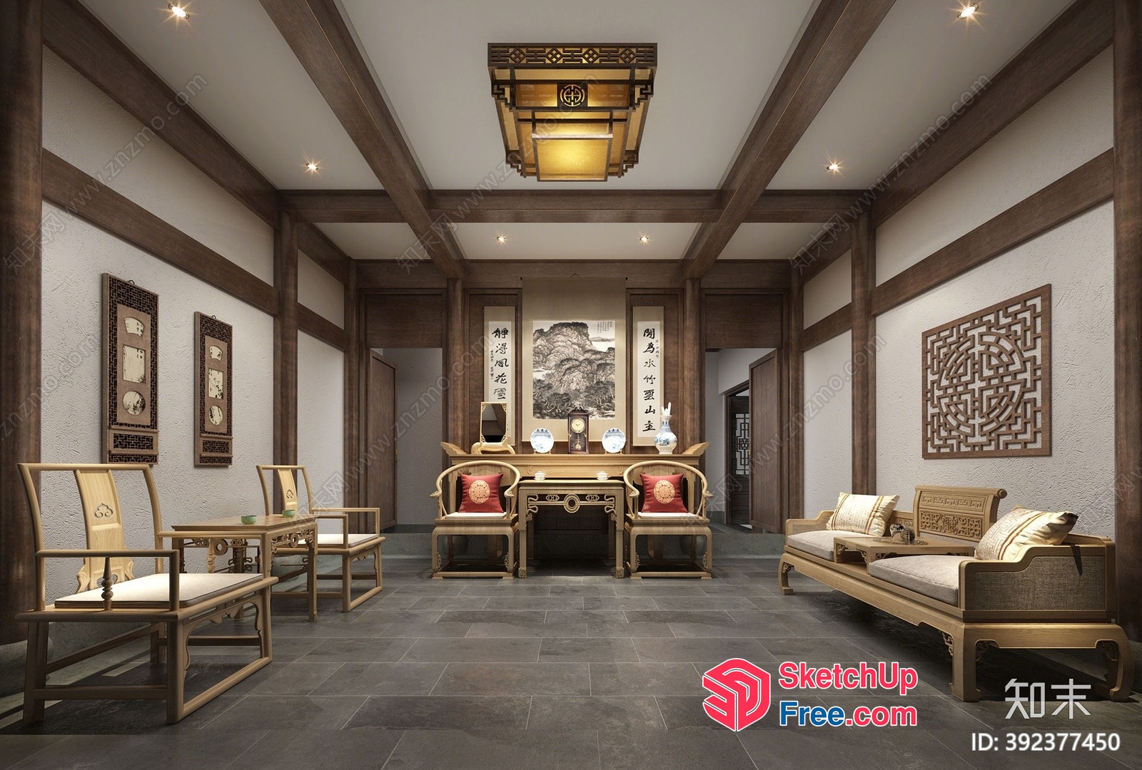 Traditional Chinese Style Interior Decor 3D SketchUp File