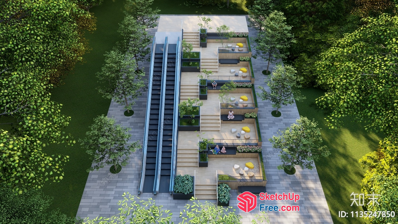 Modern Office Building With Stairs And Elevators 3D SketchUp File