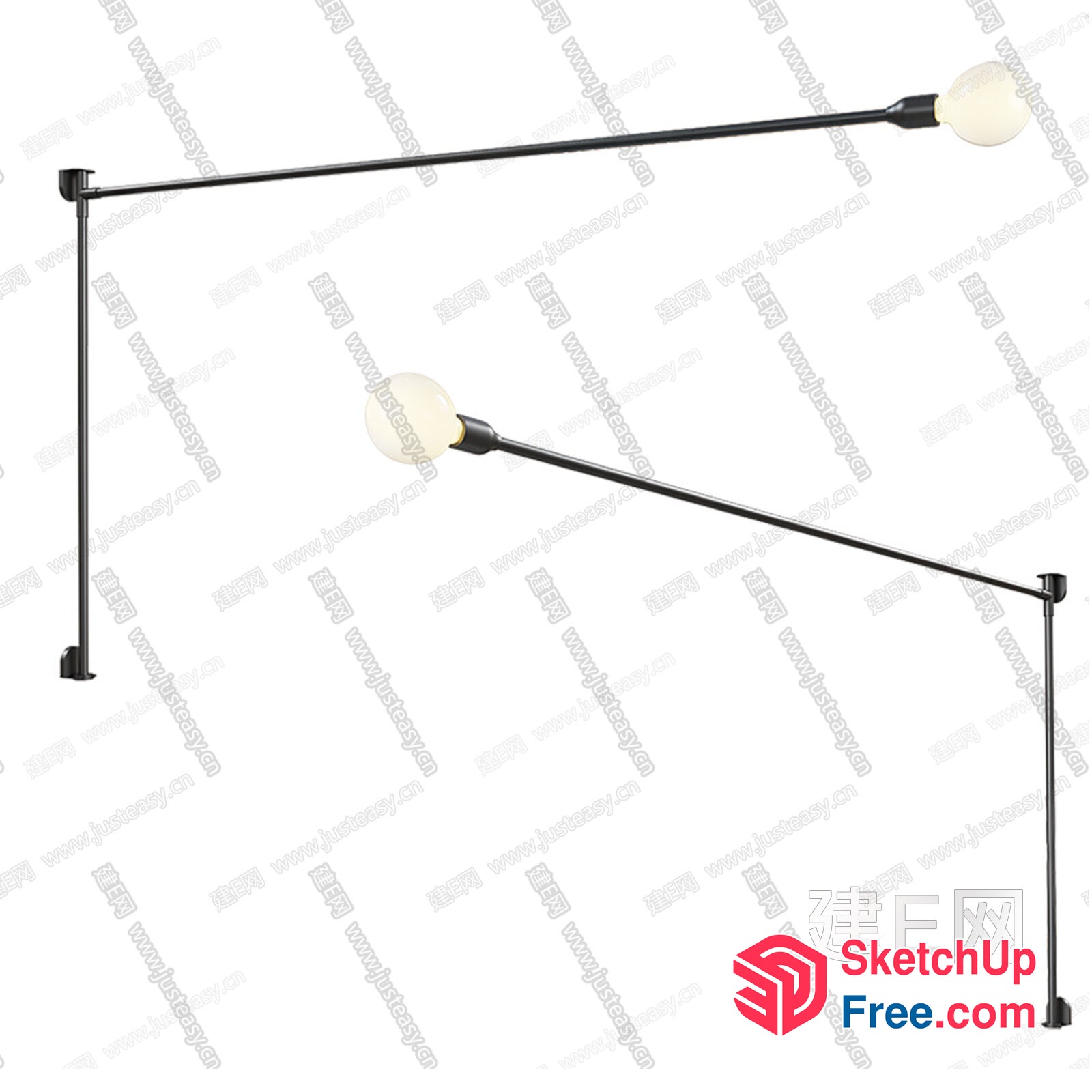Black Metal Bar With Glass Light Fixtures 3D SketchUp File