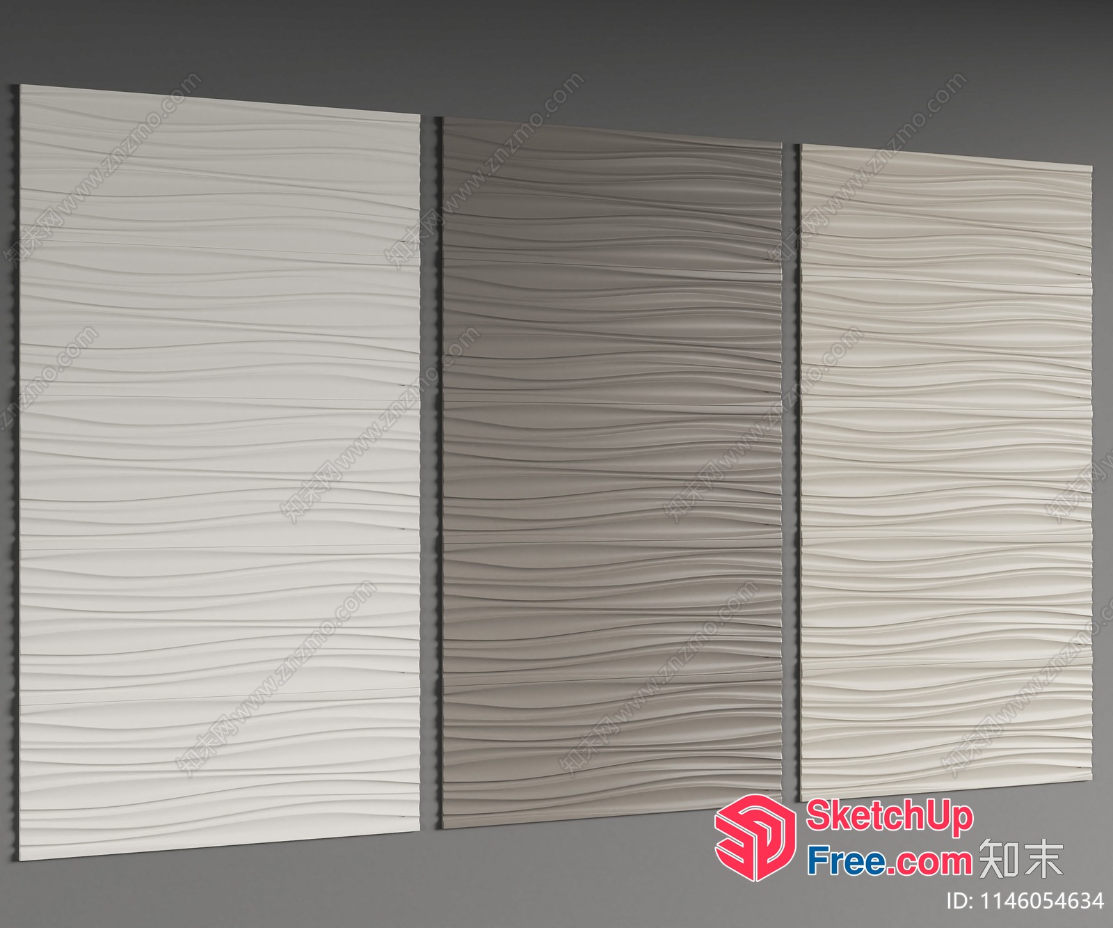 Wavy Patterned Wall Panels 3D SketchUp File