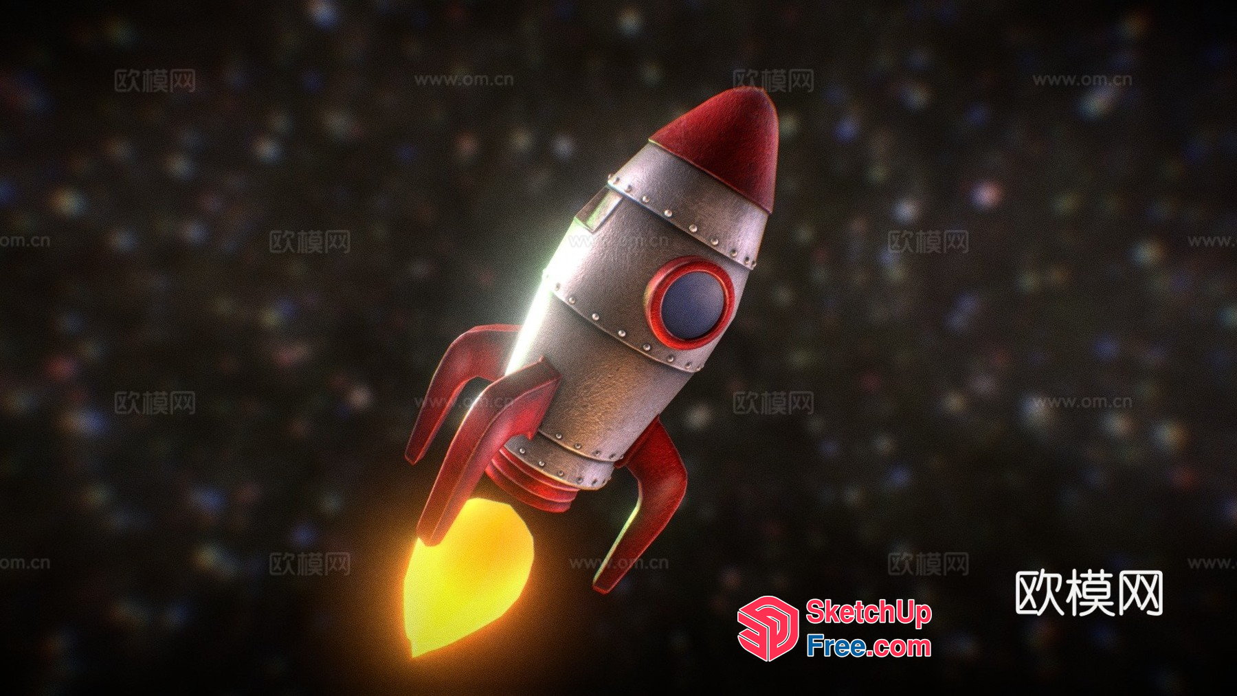 Futuristic Spacecraft In Flight 3D SketchUp File