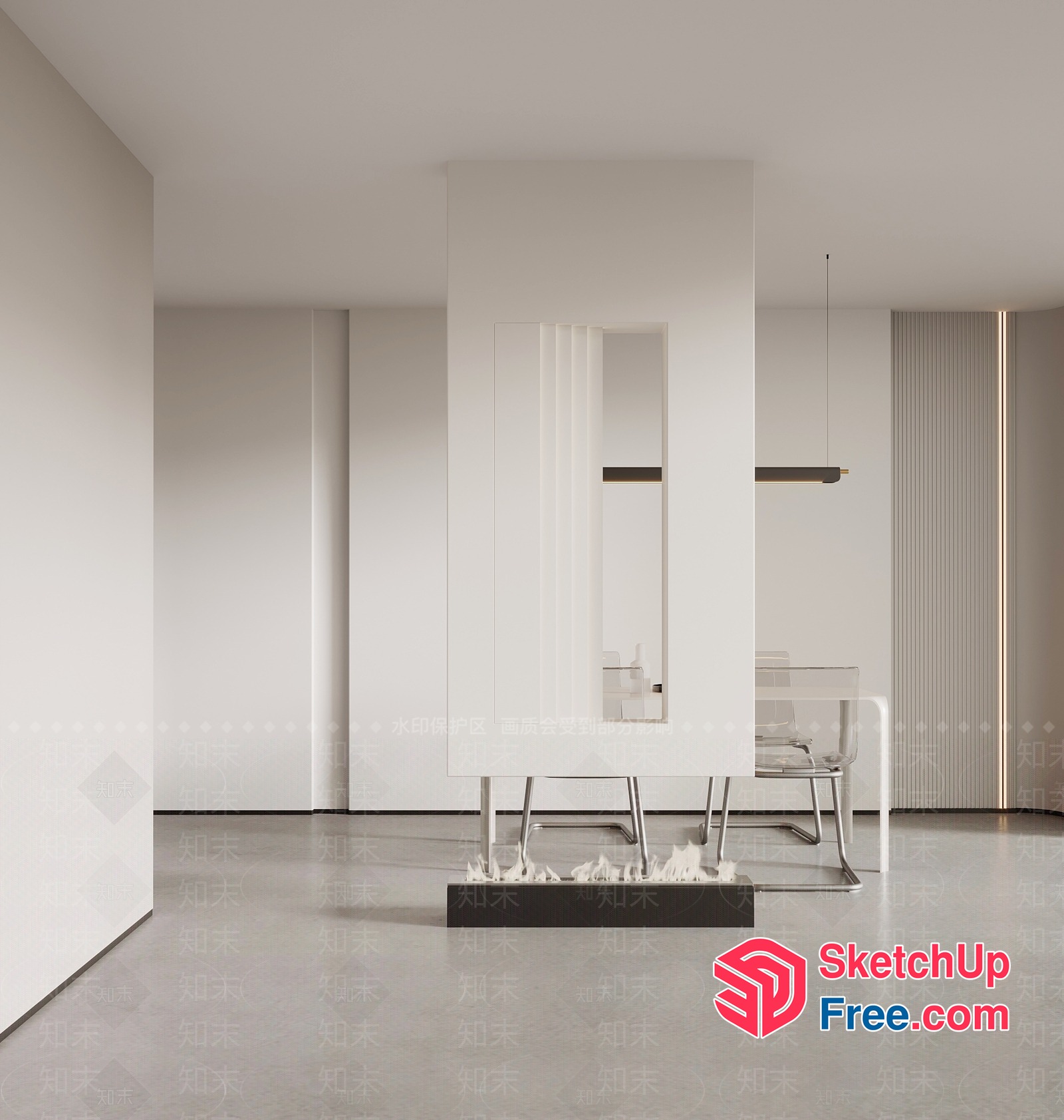Minimalist Modern White Interior 3D SketchUp File