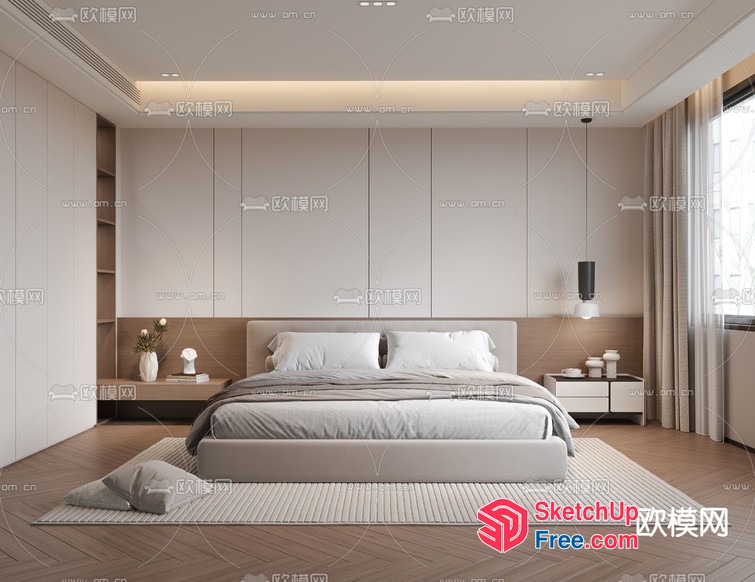 Modern Minimalist Bedroom Interior 3D SketchUp File