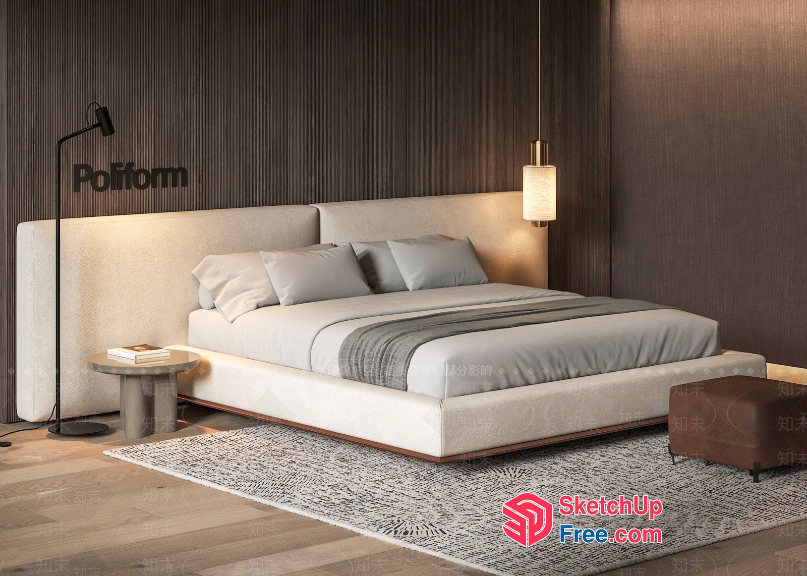 Modern Minimalist Bed Room Interior Design 3D SketchUp File