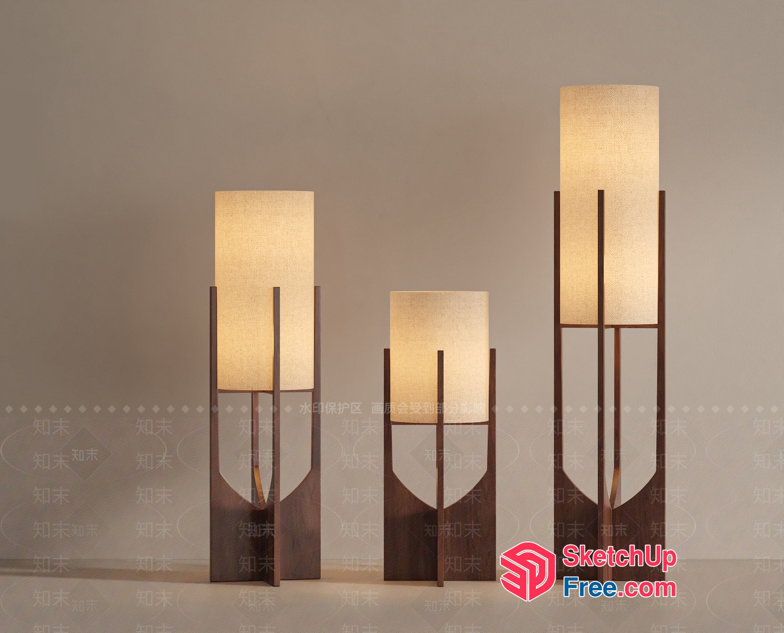 Tall, Rectangular Table Lamps With Fabric Shades 3D SketchUp File