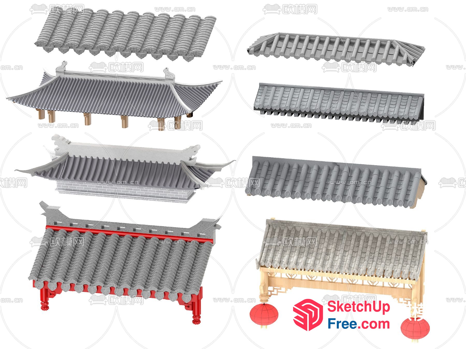 Traditional Chinese Roof Synthesis 3D SketchUp File