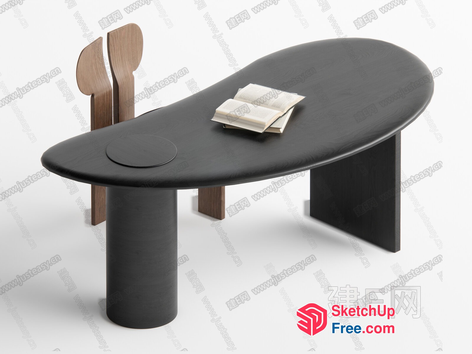 Modern Oval Coffee Table With Built-In Book Storage 3D SketchUp File