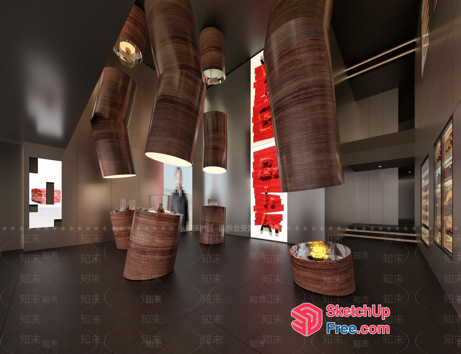 Modern Furniture Showroom With Unique Lighting Fixtures 3D SketchUp File
