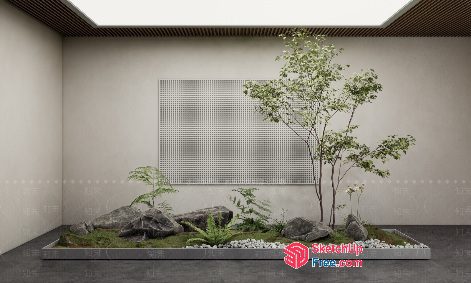 Modern Japanese-Inspired Interior With Natural Elements 3D SketchUp File