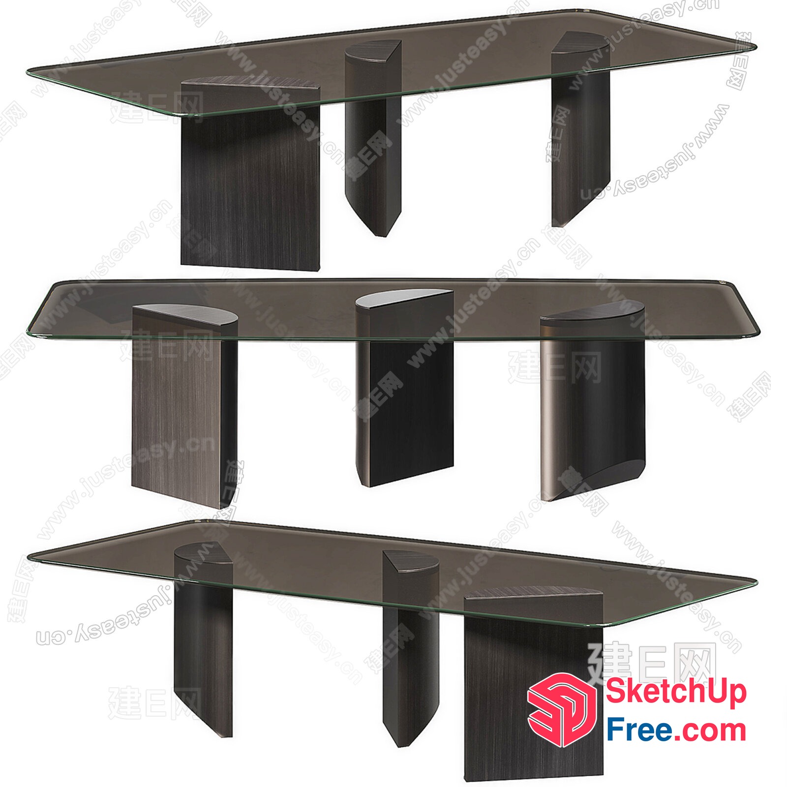 Modern Glass Table And Pillar Furniture Set 3D SketchUp File