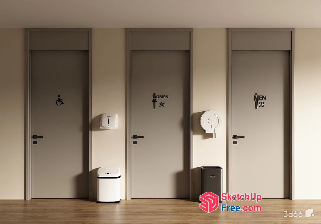 Modern Public Restroom Facilities 3D SketchUp File