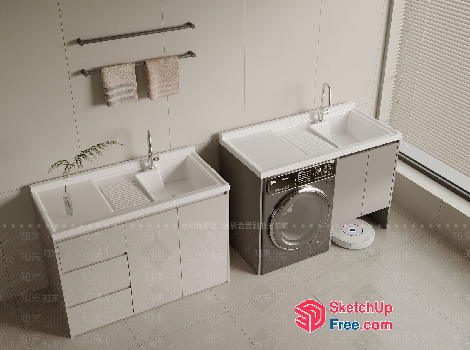 Modern Bathroom And Laundry Room Interior 3D SketchUp File