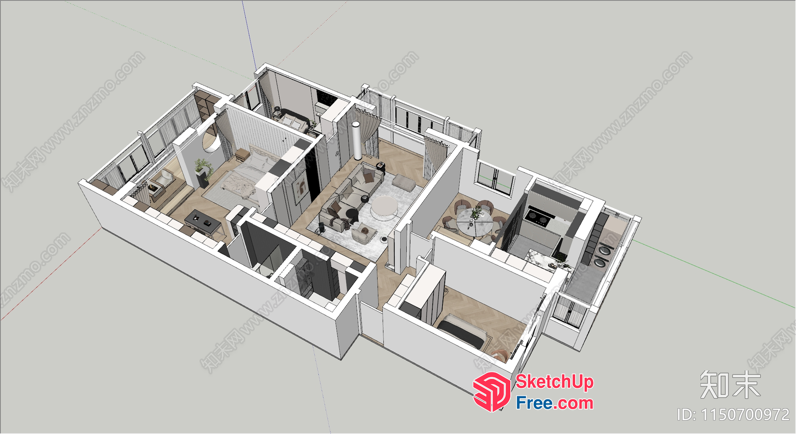 3D Floor Plan Of A Modern Home 3D SketchUp File