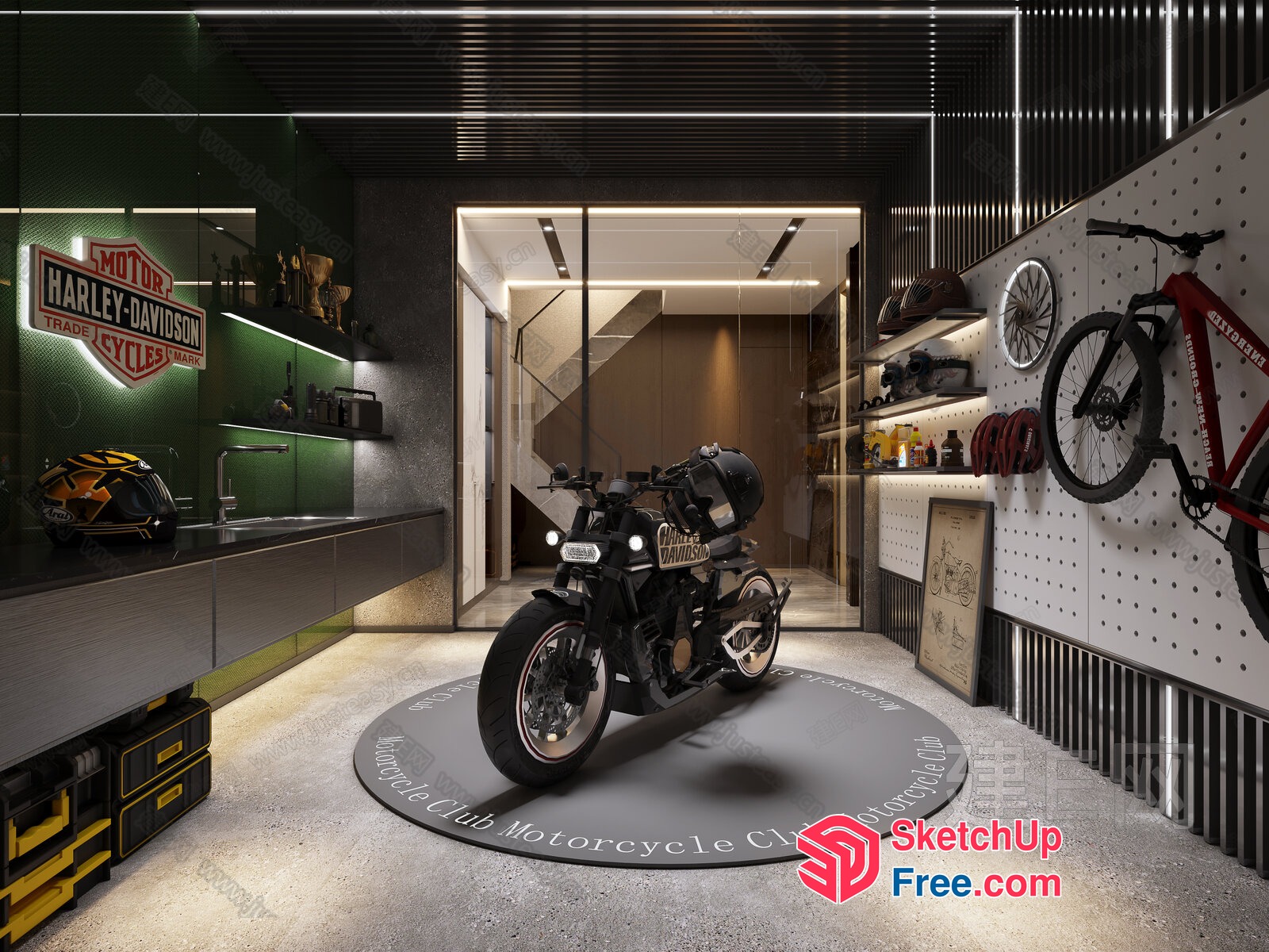Harley-Davidson Motorcycle Club Interior 3D SketchUp File