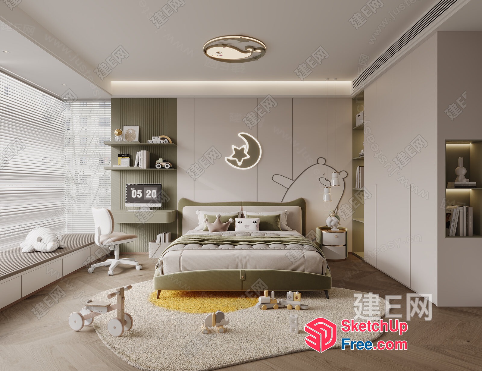 Modern And Cozy Children'S Bedroom Interior 3D SketchUp File